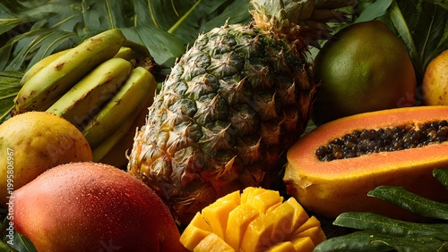 Tropical Pineapple Display with Papaya Slices