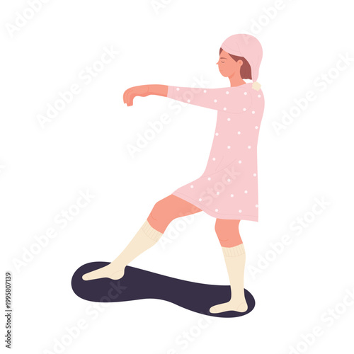 Night sleepwalking disorder. Mental problem, sleeping problems cartoon vector illustration