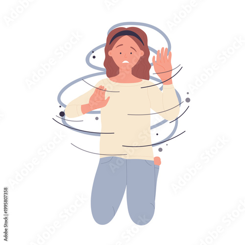 Hallucinations mental problem. Psychiatric disease, mental illness cartoon vector illustration