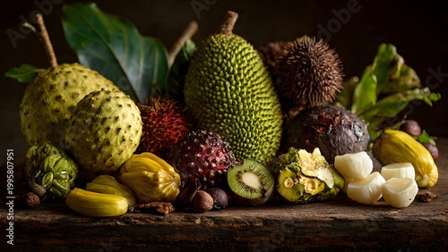Soursop and Salak Arrangement with Rambutan