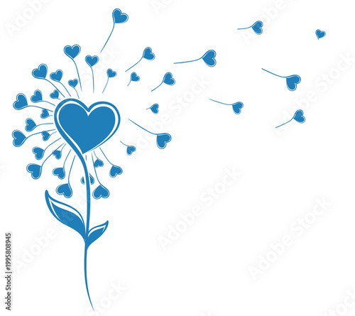 The stylized field dandelion with blue hearts.