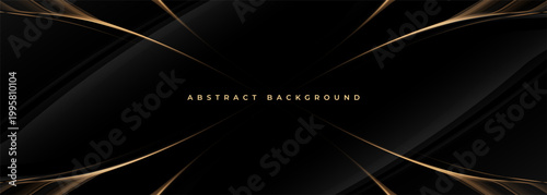 Canvas Print Black and gold abstract background with sleek metallic lines and dynamic gradients, luxury tech aesthetic for product launch hero banner, premium interface mockups, and corporate advertising
