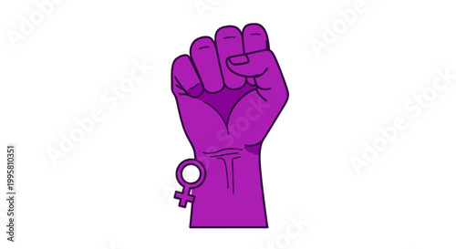 Purple Fist with Female Symbol - Feminism and Women's Rights