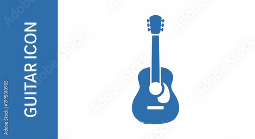 Acoustic Guitar Icon - Simple Blue Musical Instrument Symbol
