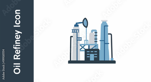 Oil Refinery Icon of Industrial Plant Structure