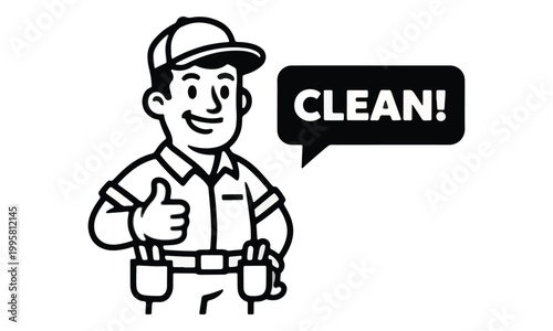 Cleaning service worker mascot giving thumbs up icon