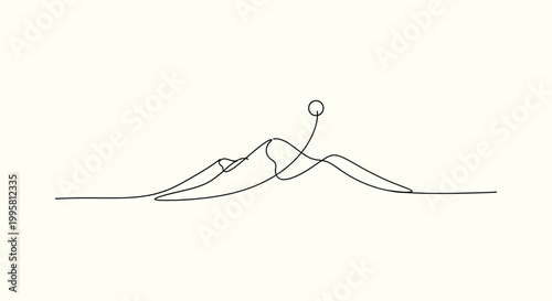 Mountain continuous line drawing minimalist landscape nature sketch outline vector illustration art