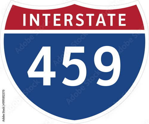 I-459 Interstate Highway System Design Sign Clipart Icon Transparent Background.