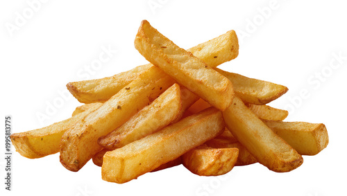Golden crispy French fries pile, delicious snack food