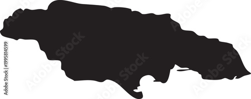 Map of Jamaica Solid Black Silhouette Clipart Vector