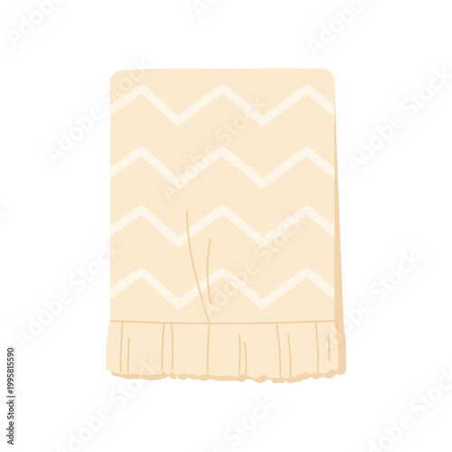 Warm blanket for patio wooden sofa. Garden furniture with decorative objects cartoon vector illustration