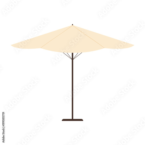 Outdoor patio umbrella. Garden furniture, backyard landscape cartoon vector illustration