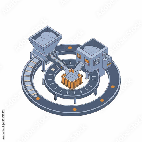 Automated Industrial Production Line With Conveyor Belt System.