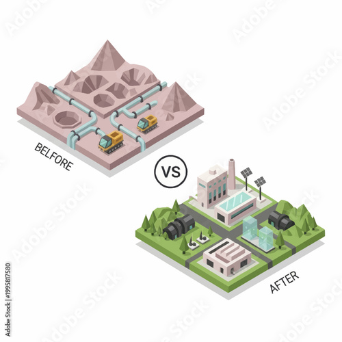 Before and After Comparison of Industrial Development and Environmental Impact.