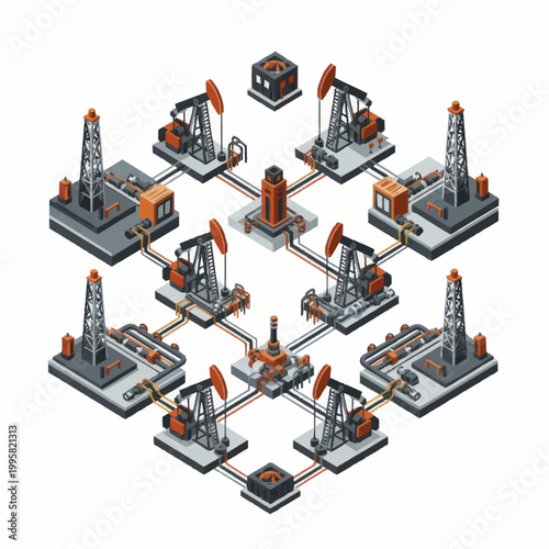 Oil Rig Network Industrial Energy Production.