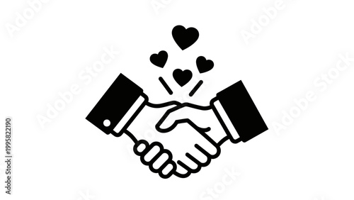 Handshake with Hearts Icon: Partnership, Trust, and Love in Business