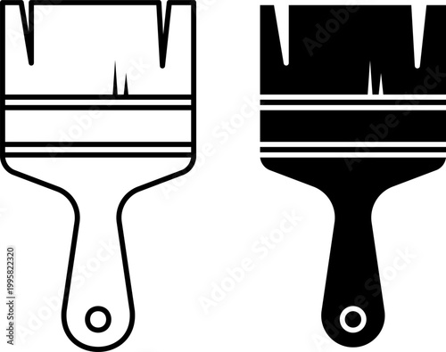 Paint Brush Icon Painter Tool Home Renovation Brush Outline And Glyph Vector Illustration