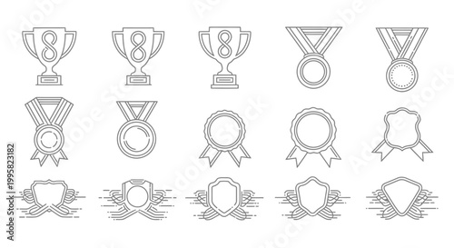 Collection of various award icons and medals.