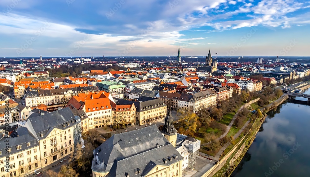 Obraz premium Aerial view of European cityscape landscape.
