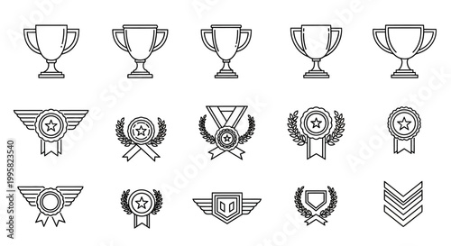 Collection of various award icons and medals.