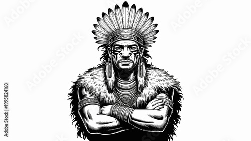 Native American Indian Chief Portrait.