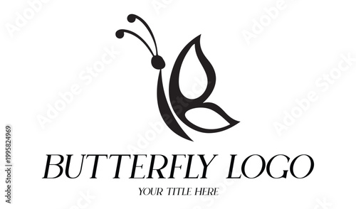 initial logo B Butterfly Design Elegant Abstract Wings with Serif Typography
