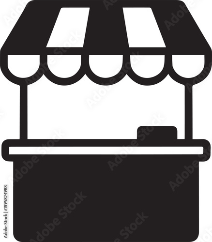 Simple stall silhouette offers a visual shorthand, representing the essence of commerce and the appeal of outdoor markets.
