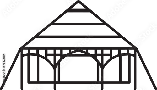 Elegant architectural blueprint of a wooden gazebo, a serene outdoor structure.