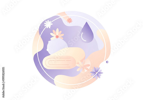 Minimalist Spa and Wellness Illustration in Soft Pastel Tones