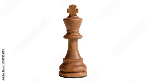 Wooden Chess King Piece with Crown on White Surface