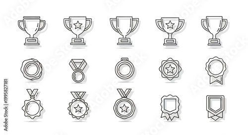 Collection of award icons and medals.