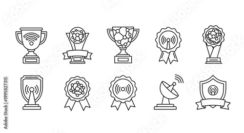 A collection of award icons and symbols.