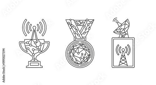A set of three award symbols.