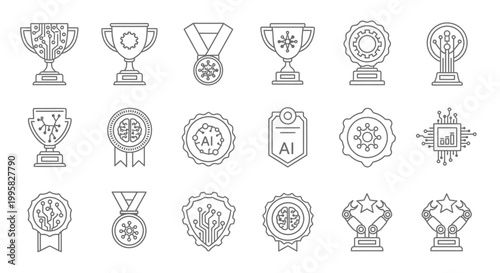 Collection of various award icons and badges.