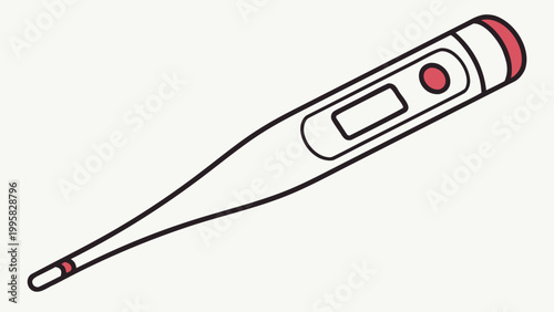 Digital medical thermometer healthcare device hand drawn illustration