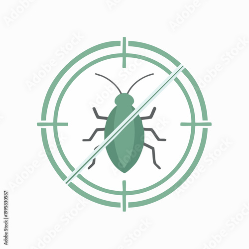Bug in crosshairs symbol, pest control concept with flat design illustration.