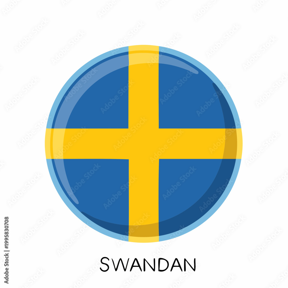 Obraz premium Sweden Flag Badge - Swedish Emblem on White