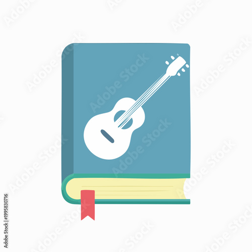 Illustration of a book with a guitar on its cover