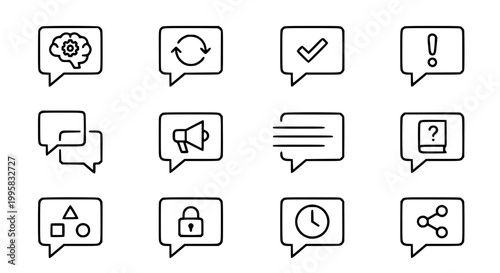 Chat Bubble Icon Set - Messaging, Conversation, UI Communication Line Icons