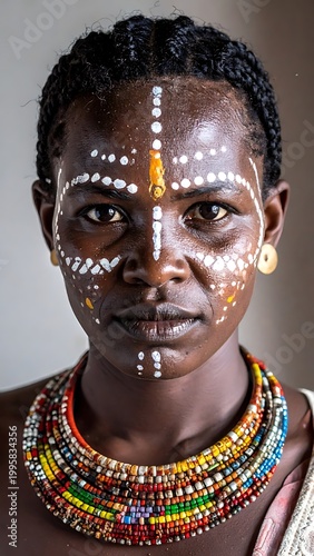 African woman with traditional face paint.