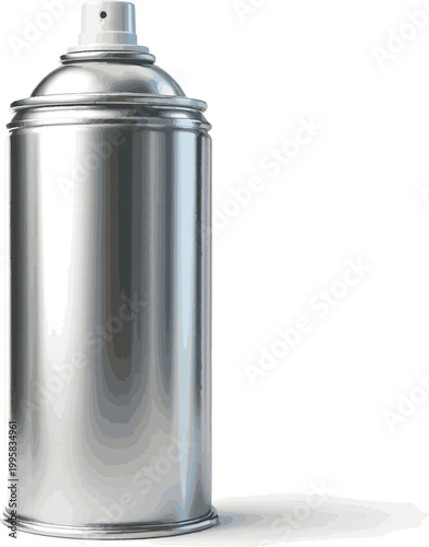 Create a realistic Blank aluminum can of spray paint 3d rendering vector art with white background..