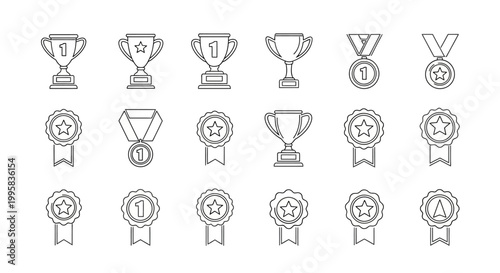 Collection of various award icons and medals.