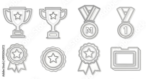 A collection of award icons and medals.