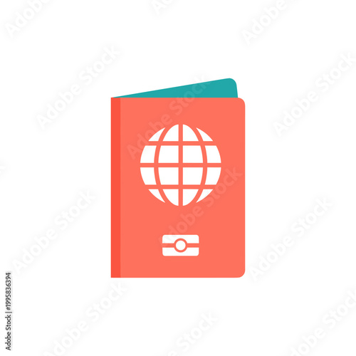 Red passport with a teal inner lining and a globe symbol on the cover featuring a microchip icon for modern travel