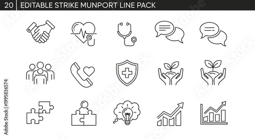 Editable strike munport line pack icons.