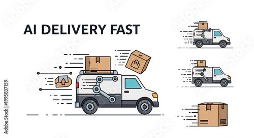 AI powered fast delivery concept illustration.