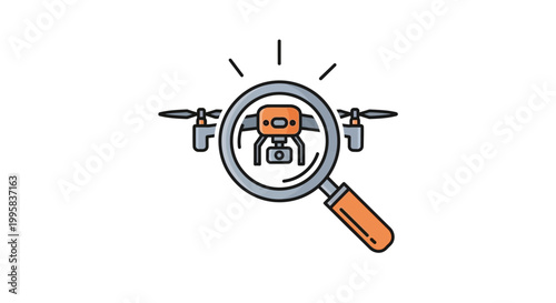 Drone under magnifying glass inspection.