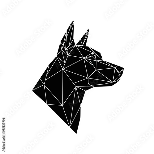 Tableau sur toile Geometric Doberman Dog Head Silhouette Low Poly Art