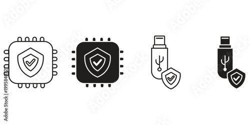 Cybersecurity and Data Protection Solid vector icon set.