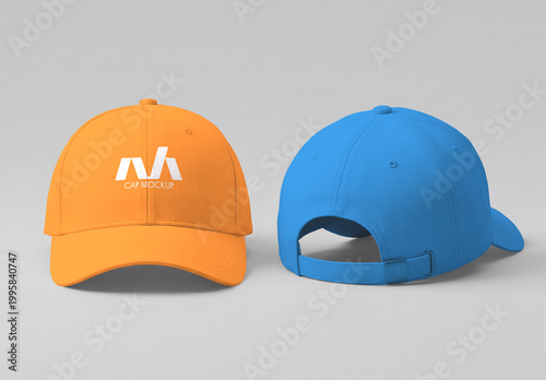 Two Realistic Hat Cap Mockup Set